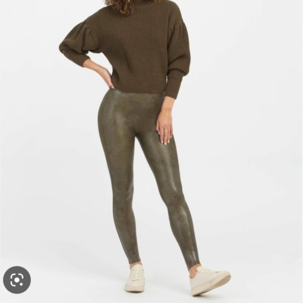 Spanx Olive Green Faux Leather Leggings